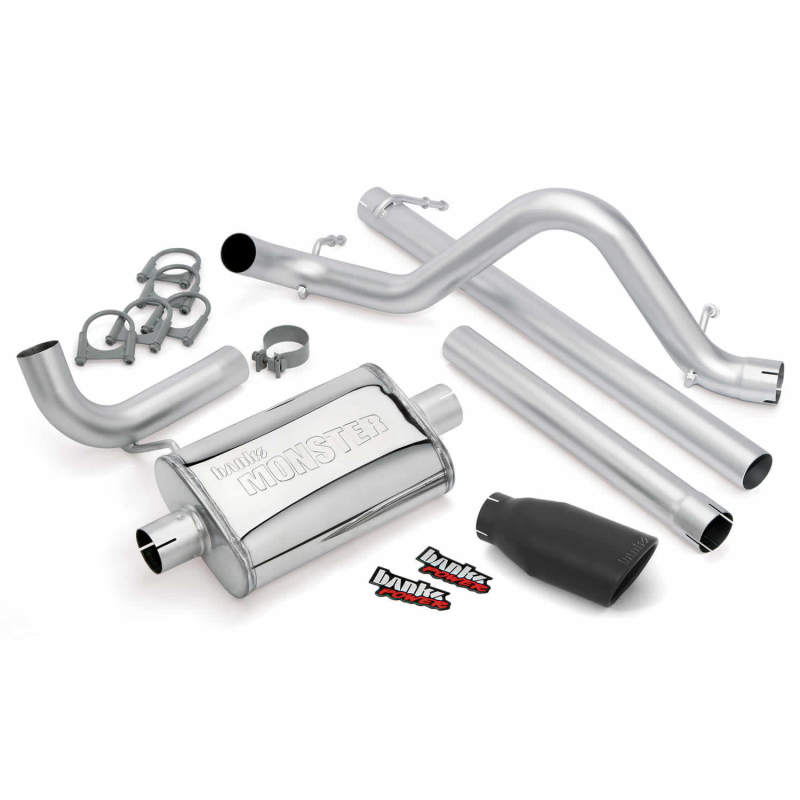 Jeep Wrangler Unlimited Performance Exhaust - Banks Power - Monster Exhaust, 2.5-inch Single Exit, Cerakote Black Tip - Black - `07-`11